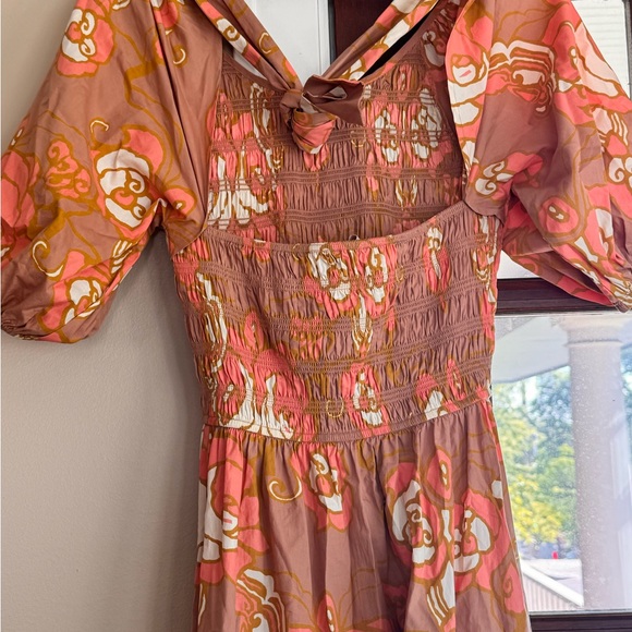 $278 Cleobella Alana Smocked Puff Sleeve Maxi Dress 100% Organic Cotton Small - Picture 5 of 7